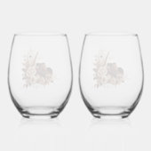 Modern Elegant Land Western- Bloemen Wijnglas Zonder Voet (Achterkant)