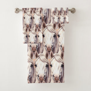 Modern, Elegant, Landelijke Witte Paarden Bad Handdoek