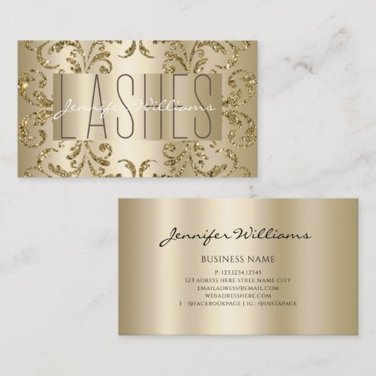 Modern Elegant Lashes Gold Visitekaartje (Voorkant / Achterkant)