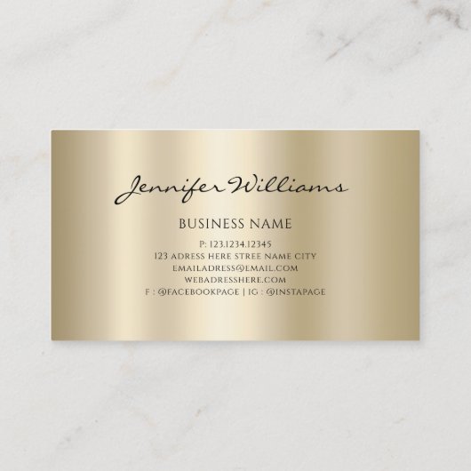Modern Elegant Lashes Gold Visitekaartje (Achterkant)