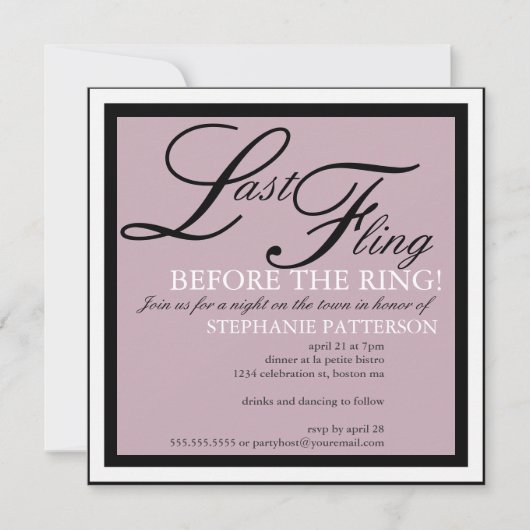 Modern & Elegant Last Fling Bachelorette Party Kaart (Voorkant)