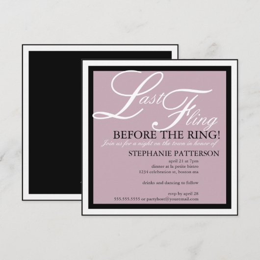 Modern & Elegant Last Fling Bachelorette Party Kaart (Voorkant / Achterkant)