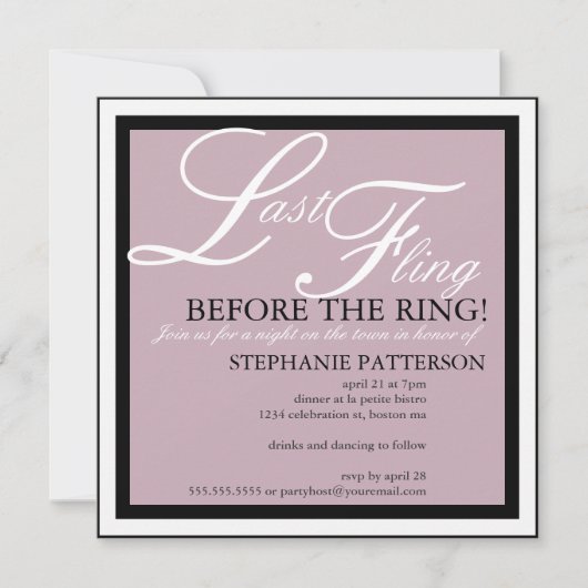 Modern & Elegant Last Fling Bachelorette Party Kaart (Voorkant)