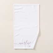 Modern Elegant Lavendel Script Naam Wit Bad Handdoek (Handdoek)