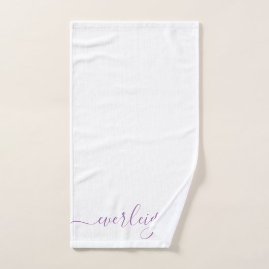 Modern Elegant Lavendel Script Naam Wit Bad Handdoek (Handdoek)