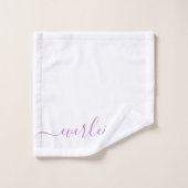 Modern Elegant Lavendel Script Naam Wit Bad Handdoek (Wasdoekje)