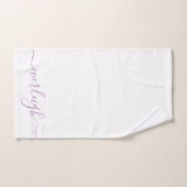 Modern Elegant Lavendel Script Naam Wit Bad Handdoek (Handdoek)