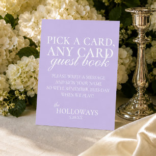 Modern Elegant Lavendel Speelkaart Gastboek Reclamebord Met Voetstuk