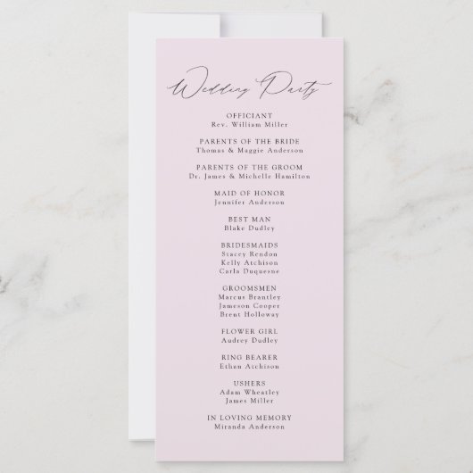 Modern Elegant Lavendel Trouwprogramma (Achterkant)