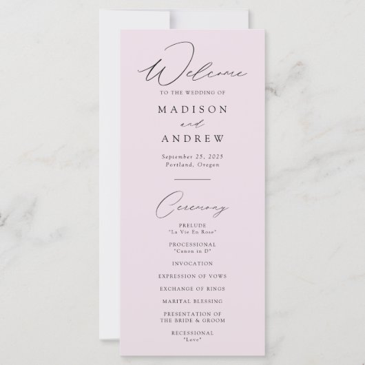 Modern Elegant Lavendel Trouwprogramma (Voorkant)