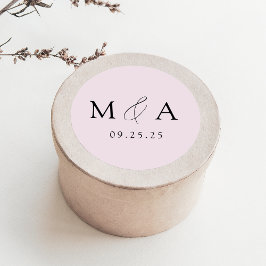 Modern Elegant Lavender Monogram Weddenschap Ronde Sticker