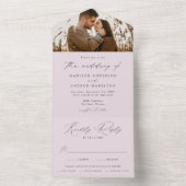 Modern Elegant Lavender Photo Wedding All In One Uitnodiging (Binnen)