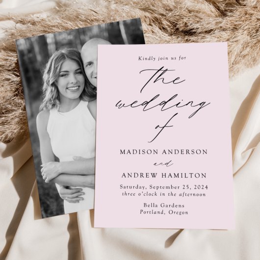 Modern Elegant Lavender Photo Wedding Kaart