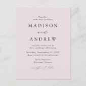 Modern Elegant Lavender Wedding Uitnodiging Briefkaart (Voorkant)