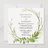 Modern Elegant Leaf Wreath Wedding Invite Kaart (Voorkant)