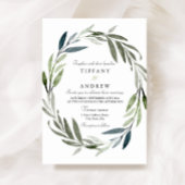Modern Elegant Leaf Wreath Wedding Uitnodiging