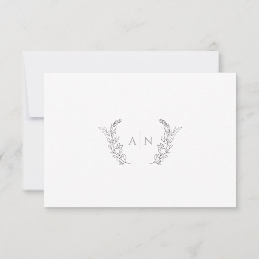 Modern elegant leafy monogram wedding RSVP kaartje (Achterkant)