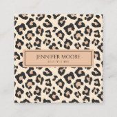 Modern Elegant Leopard Cheetah Custom Vierkante Visitekaartje (Voorkant)