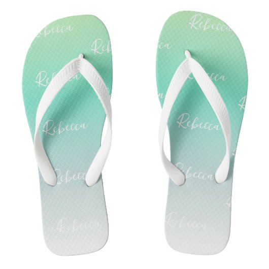Modern Elegant Lichtblauw Turquoise Ombre Custom Teenslippers (Voetbed)