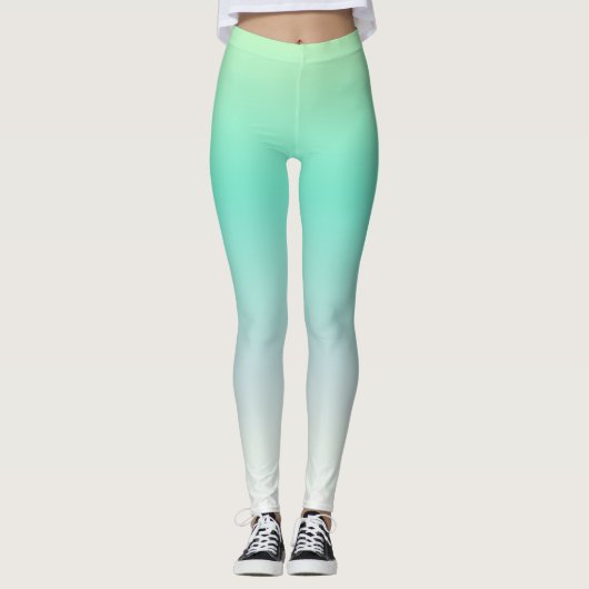 Modern Elegant Lichtblauw Turquoise Ombre Leggings (Voorkant)
