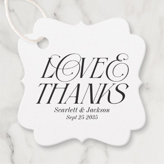 Modern Elegant Liefde en Bedankt Kalligrafie Scrip Bedankjes Labels (Voorkant)