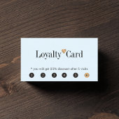 Modern Elegant Light Blue Golden Heart Klantenkaartje