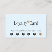 Modern Elegant Light Blue Golden Heart Klantenkaartje (Voorkant)