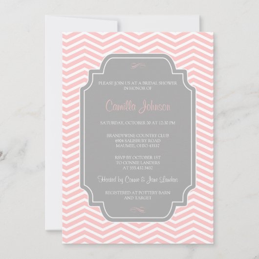 Modern Elegant Light Pink Chevron Vrijgezellenfees Kaart (Voorkant)