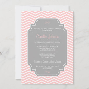 Modern Elegant Light Pink Chevron Vrijgezellenfees Kaart