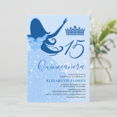 Modern Elegant Light Royal Blue Quinceanera Kaart (Staand voorkant)