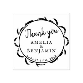 Modern Elegant Lijst Typografie Dank je bruiloft Rubberstempel