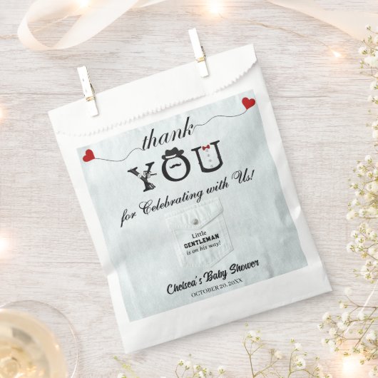 Modern Elegant Little Gentleman Baby shower Schatt Bedankzakje (Geknipt)