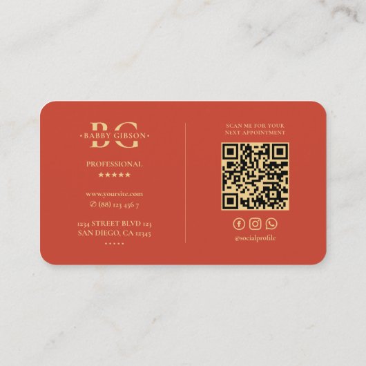 Modern Elegant Logo B Monogram Sinaasappel Visitekaartje (Achterkant)