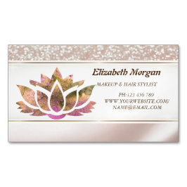 Modern Elegant Lotus Glitter Magnetisch Visitekaartje