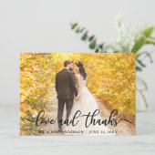 Modern Elegant Love and Bedankt | Weddenfoto (Staand voorkant)