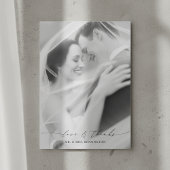Modern Elegant Love and Thanks Photo Wedding Bedankkaart