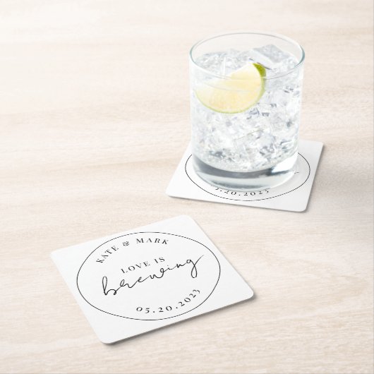 Modern Elegant Love is Brewing Wedding Kartonnen Onderzetters (Insitu)
