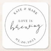 Modern Elegant Love is Brewing Wedding Kartonnen Onderzetters (Voorkant)