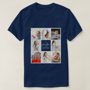 Modern elegant Love You Grandpa 8-Photo Collage T-shirt