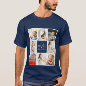 Modern elegant Love You Grandpa 8-Photo Collage T-shirt (Voorkant)