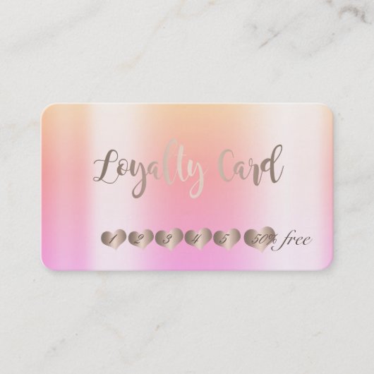 Modern Elegant, Luminous Ombre Hearts Klantenkaartje (Voorkant)