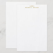 Modern Elegant Luxury Gold, op maat gemaakt Briefpapier (Voorkant / Achterkant)