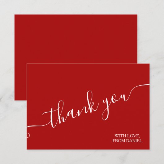 Modern Elegant Luxury Red Bedankkaart (Voorkant / Achterkant)