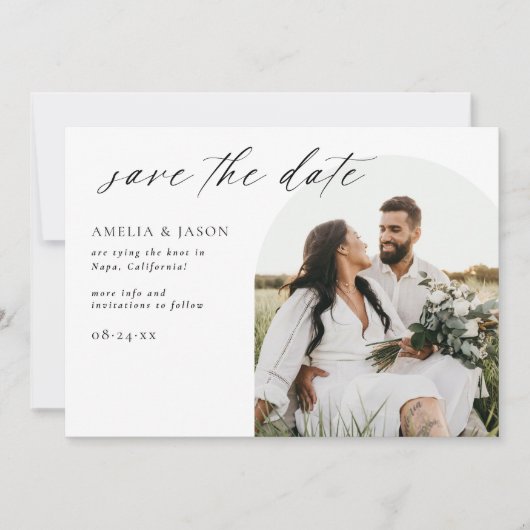 Modern Elegant Manuscript sparen de Uitnodiging va (Voorkant)