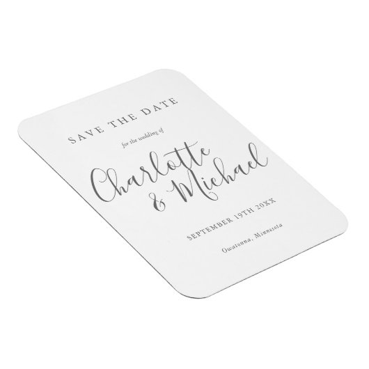 Modern Elegant Manuscript Wedding sparen de Datum Magneet (Rechterzijde)