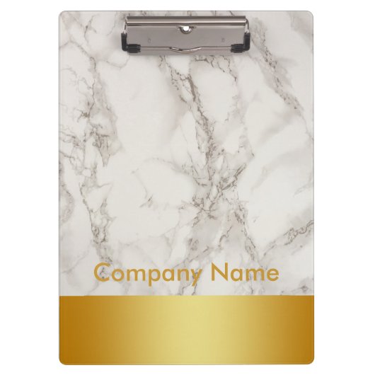 Modern Elegant Marble Gold Faux Folie Company Logo Klembord (Voorkant)