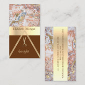 Modern Elegant Marble Gold Glitter, Scissors Visitekaartje (Voorkant / Achterkant)
