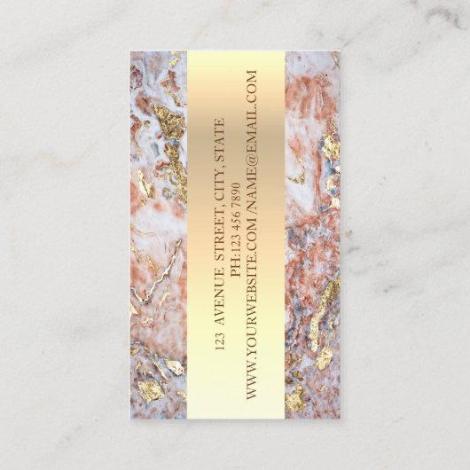 Modern Elegant Marble Gold Glitter, Scissors Visitekaartje (Achterkant)