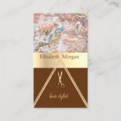 Modern Elegant Marble Gold Glitter, Scissors Visitekaartje (Voorkant)