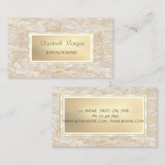 Modern Elegant Marble, Lijst Jewelry Designer Visitekaartje (Voorkant / Achterkant)
